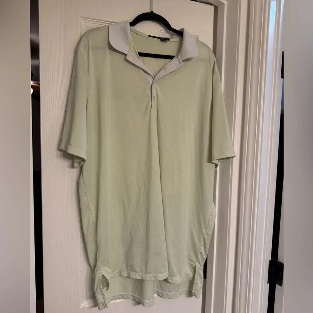POLO RLX RALPH LAUREN Shirt Men SZ XxL Golf Striped Cream Lime Green